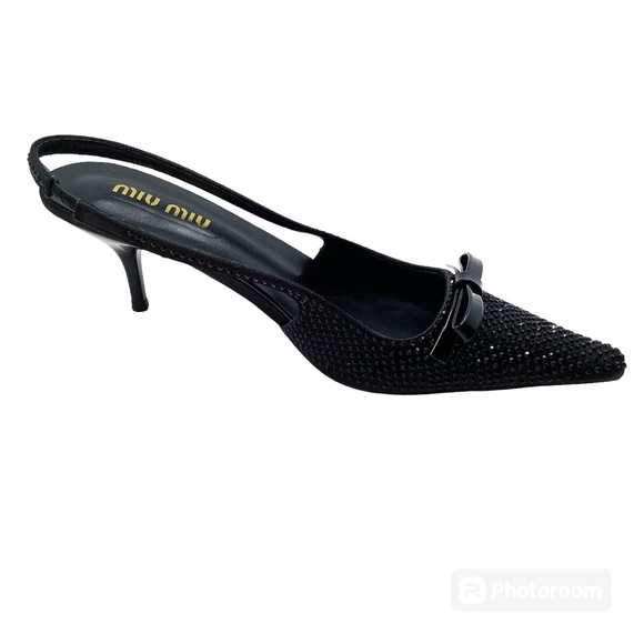 🆕{Miu Miu} Sling Back Beaded Heels - Picture 6 of 13